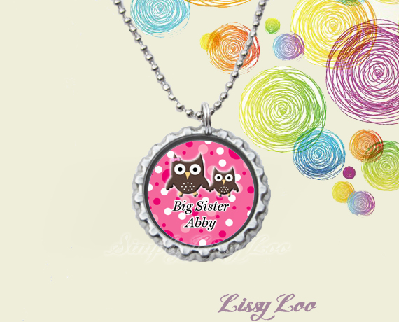 Big Sister Or Little Sister Personalized Bottle Cap Necklace